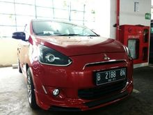 2016 Mitsubishi Mirage 1.2 EXCEED Hatchback full option (ceramic coating,jok mbtech, full bodykit,velg racing, kamera mundur, double din audio) murah #jualcepatpemiliklangsung