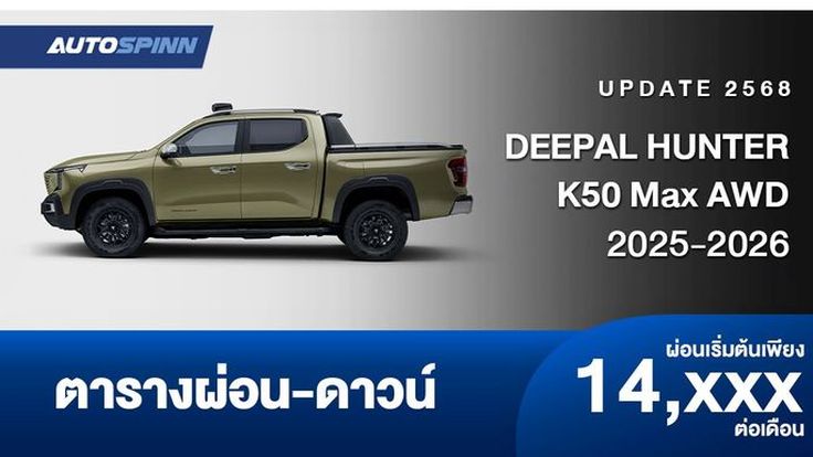 ตารางผ่อน DEEPAL HUNTER K50 Max AWD รถกระบะ REEV