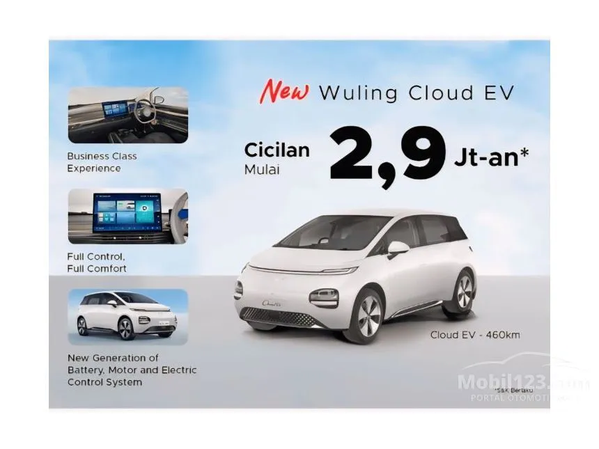 Jual Mobil Wuling Cloud EV 2024 EV di DKI Jakarta Automatic Hatchback Putih Rp 398.000.000
