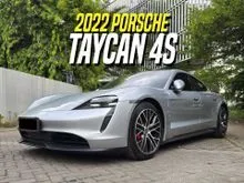 2021 Porsche Taycan 0.0 4S Performance Battery Plus Sedan Dolomite Silver on Red