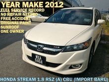 2012 Honda Stream 1.8 RSZ (A) CBU FULL SERVICE RECORD SUNROOF PADDLE SHIFT LIKE NEW