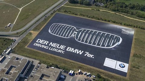 BMW Makes The World's Largest Kidney Grille Seen Above Frankfurt Airport