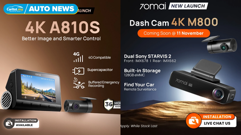 70mai introduces new flagship A810s and M800 4K dashcams in Malaysia