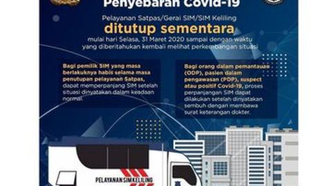 Covid-19 Makin Meluas, Penutupan Layanan SIM Diperpanjang