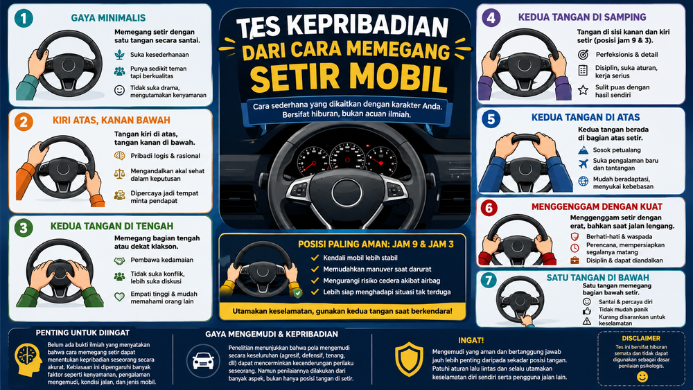 Cara Memegang Setir Mobil Ternyata Bisa Menggambarkan Kepribadian, Anda Tipe yang Mana?