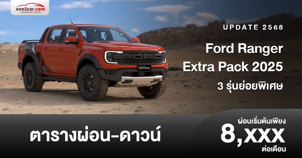 ตารางผ่อน Ford Ranger Extra Pack 2025 รุ่นพิเศษ ชุดแต่งจากโรงงาน - ราคา ...