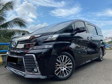 TDP 250 JUTA TOYOTA VELLFIRE 2.5 ZG CBU JAPAN BLACK ON BLACK